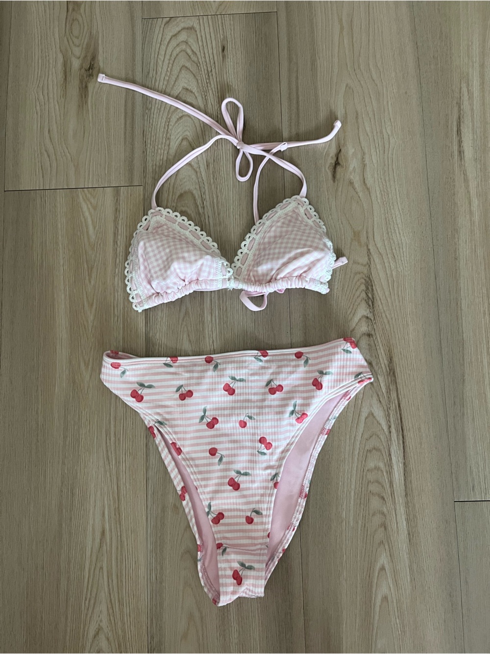 Hollister Pink Cherry Gingham bikini Swim Set